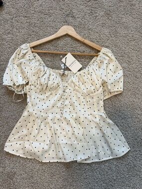 Polka dot satin top
